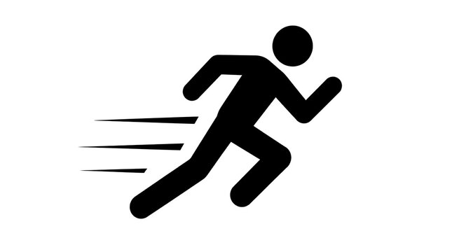 Silhouette of a runner in motion with speed lines.
