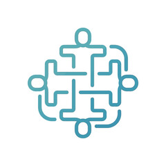 Fototapeta premium Teamwork unity icon with four interlocking figures.