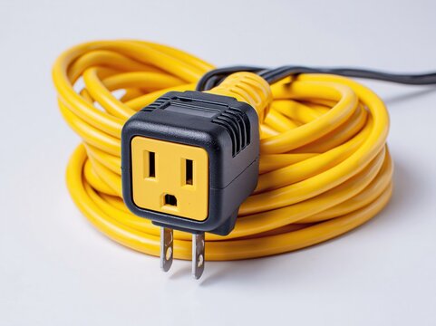 Yellow Power Cord with Electrical Plug Connector