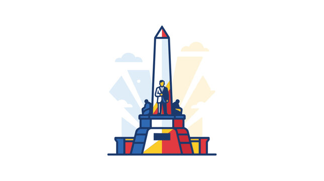 Rizal Monument in Manila Philippines. Flat vector illustration of a historic national landmark.