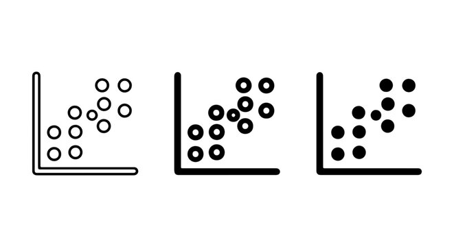Scatter Plot Icons, Data Visualization Vector Set, Correlation Analysis Graphics