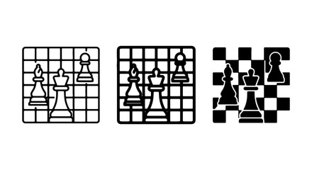 Chess Game Icons, Strategy Board Game Pieces, Strategic Thinking Symbols, Vector Graphics Set © Tamim