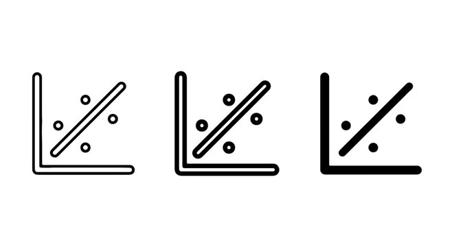 Scatter Plot Icons, Data Visualization Graphics, Correlation Analysis Symbols, Set of 3