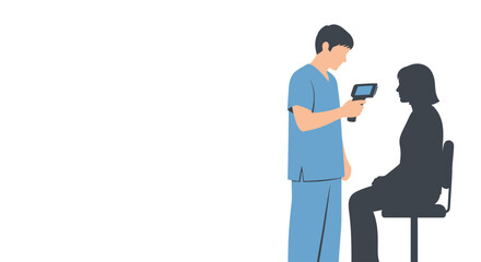 Fototapeta premium Medical professional examining patient with handheld device, representing diagnostic technology and healthcare services for health check-ups and medical consultations