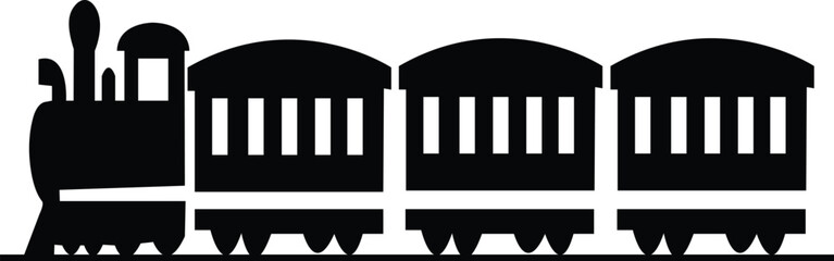Black train icon in flat and line style railway locomotive and freight transport silhouette featuring passenger and cargo rail graphic minimal monochrome vector illustration pack © Muhammad