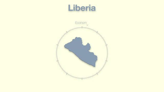 Liberia Guinea MAP revealing minimalistic animated data analytics for presentations, videos, corporate, documentery 