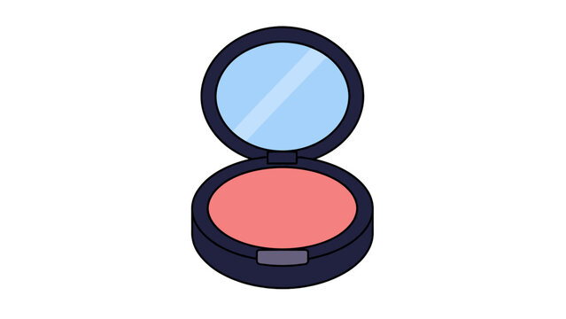 Open compact powder case with mirror vector illustration