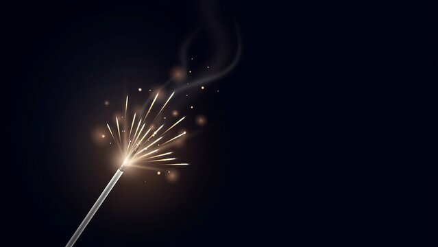 Sparkling firework stick on a black background providing ample copy space for your festive diwali diwali background design