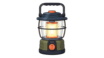 Fototapeta premium Illustrated camping lantern with handle on white background