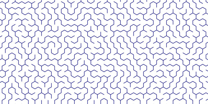 Blue Abstract Hexagonal Maze Line Pattern Background with Geometric Connected Network Structure and Minimal Grid Design creative background eps10