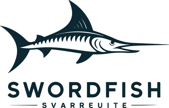 Stylized swordfish vector illustration featuring sharp lines and bold dark shapes created for professional branding projects and modern logo design