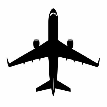 Modern Commercial Airplane Silhouette Icon Vector Isolated on White Background