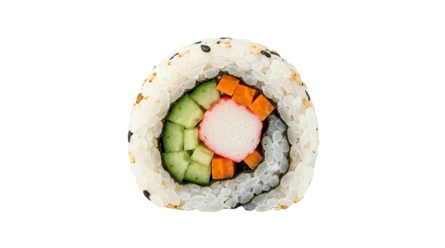 California sushi roll with cucumber and crab on a transparent background PNG image