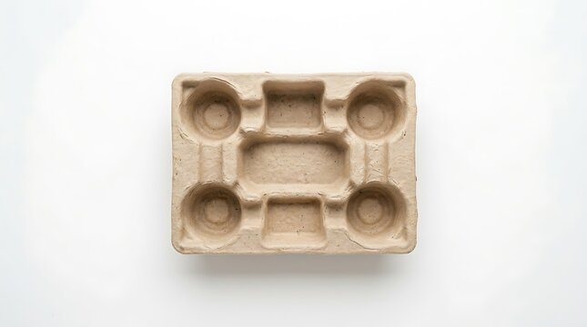 Molded Pulp Egg Carton For Six Eggs On White Background