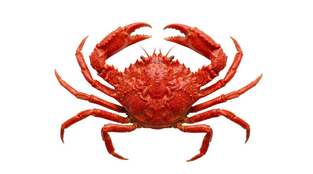 Red crab with sharp claws on a transparent background PNG image
