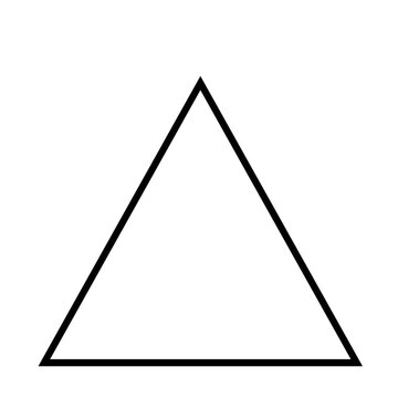 Equilateral triangle in mathematics. Up arrow triangle line vector icon.