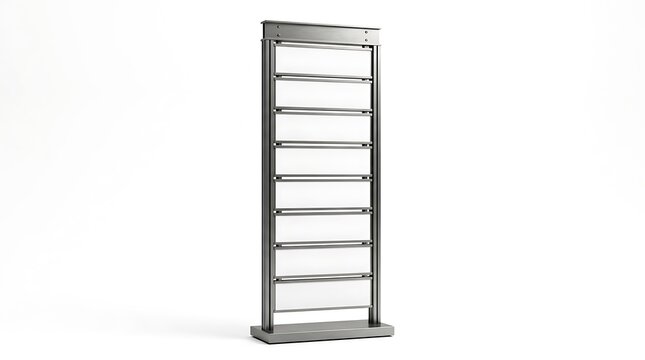 Modern Stainless Steel Towel Warmer Rack With Multiple Shelves On White Background
