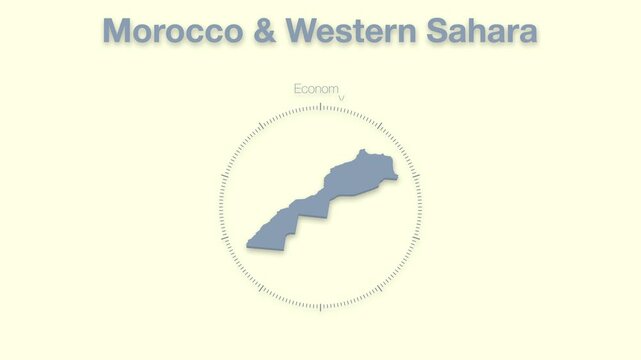 Morocco & western Sahara Guinea MAP revealing minimalistic animated data analytics for presentations, videos, corporate, documentery 