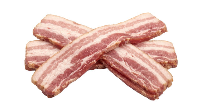 Fresh raw bacon strips on a transparent background PNG file