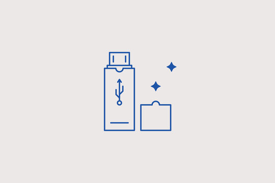 USB flash drive pen drive line icon for computer store. Vector illustration for portable storage, memory stick, data transfer unit.