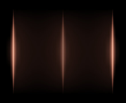 Abstract glowing divider set icon. Three vertical green luminous lines with soft diffused halos, evenly spaced across dark background creating minimal atmospheric lighting composition.
