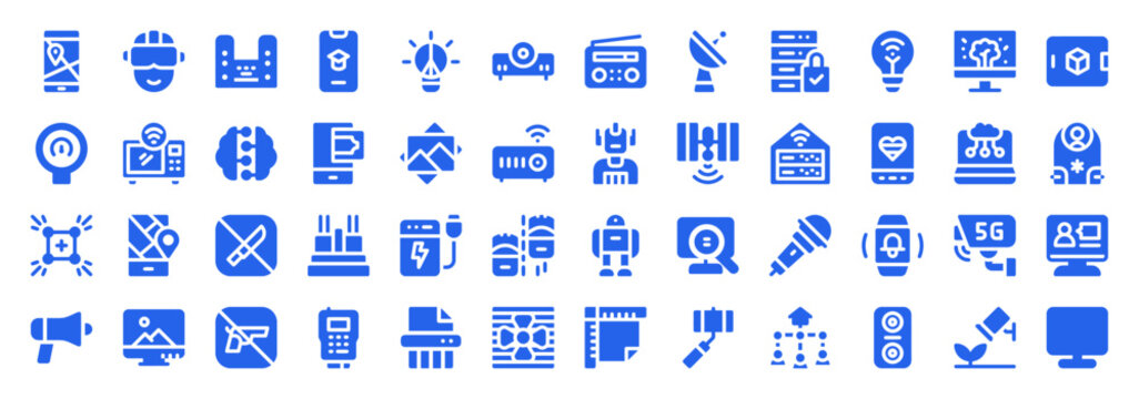 Smart Home and Lifestyle Technology Icon Set with Domestic Appliances
