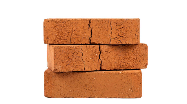 Stacked clay bricks on a transparent background PNG image