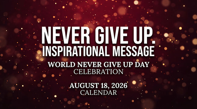 "NEVER GIVE UP GIVE UP" &mdash; a notable duplication of the word "GIVE UP" WORLD NEVER GIVE UP DAY AUGUST 18, 2026 | TUESDAY." 