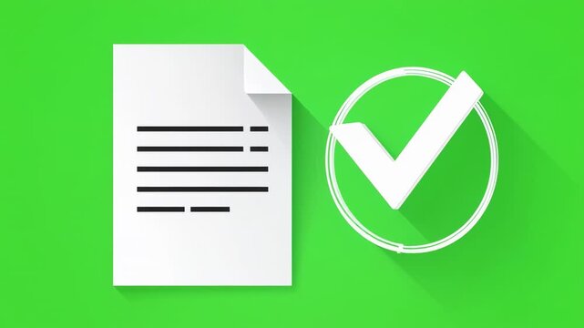 Document Approval Thumbs Up Checkmark Green Background Motion Graphics