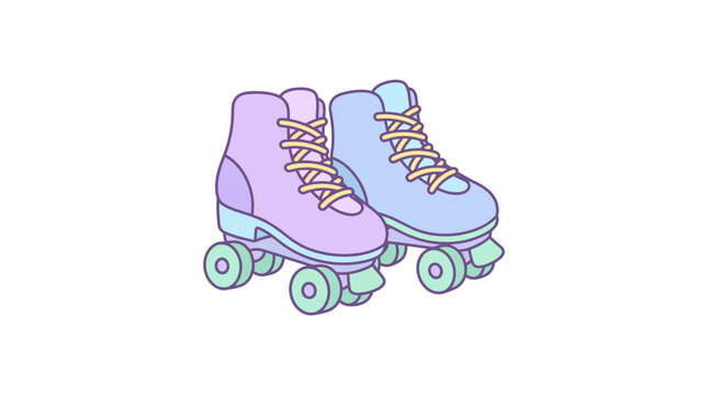 Pair of cute pastel quad roller skates.