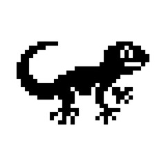Fototapeta premium Pixel art lizard silhouette in profile view.