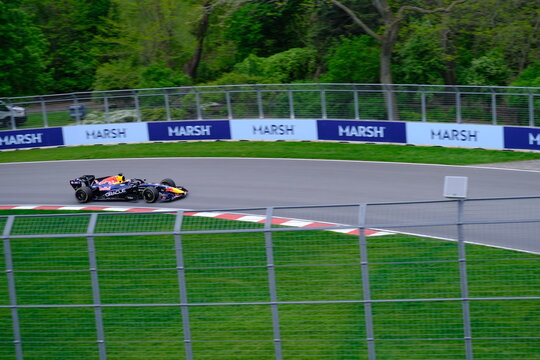 May 24, 2025, Montreal, Canada: Red Bull Racing Formula 1 car during by Hadjar or Verstappen, demonstration run at Circuit Gilles Villeneuve. g.