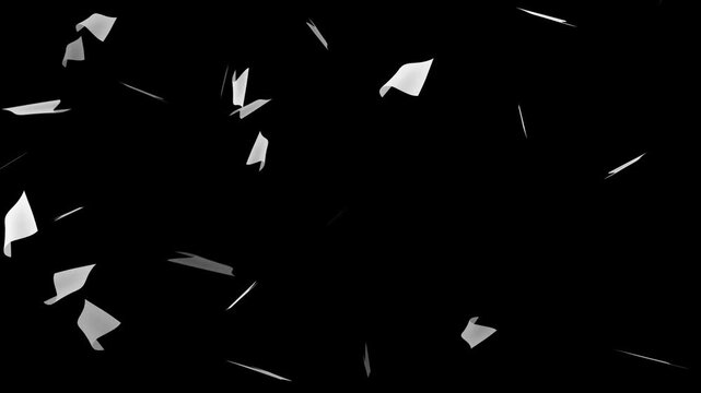 White paper animation flying on green background, floating paper scraps motion, shredded documents and office data clearing concept.Backgrounds animated gray old paper texture.Stop motion video 4k res