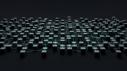 Fototapeta premium Minimalist 3D Data Cube Network