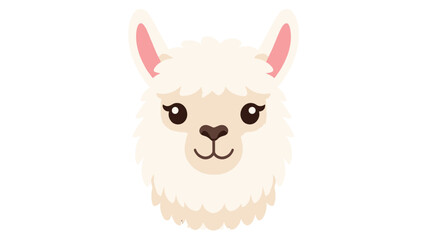 Fototapeta premium Cute white alpaca head cartoon vector on white background