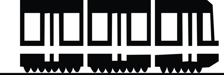 Black train icon in flat and line style railway locomotive and freight transport silhouette featuring passenger and cargo rail graphic minimal monochrome vector illustration pack © Muhammad