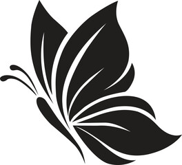 Black butterfly silhouette on a white background graphic design element © KarimaAkter