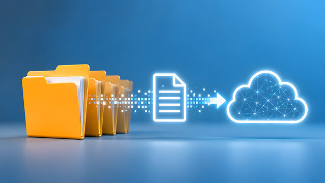 Paperless office document digitization and cloud upload technology.