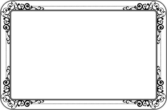 Elements of vintage frames. Black on white rectangle lines border classic  style. Design print for greeting cards, wedding invitations, restaurant menu, royal certificates. Set 15