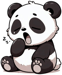 Naklejka premium A sleepy panda yawning softly
