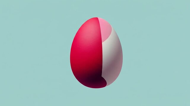White egg with red wave pattern on blue background