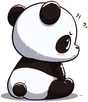 A panda turning its back and sulking