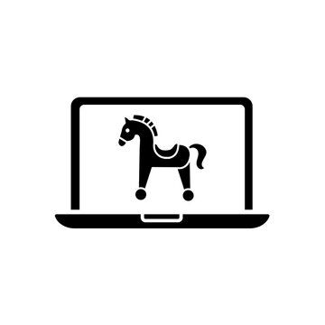Laptop with trojan horse vector icon