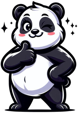 A panda giving a cool wink and confident pose