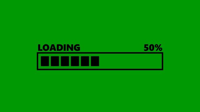 Loading Progress Bar Animation With Percentage Counter on Green Screen.