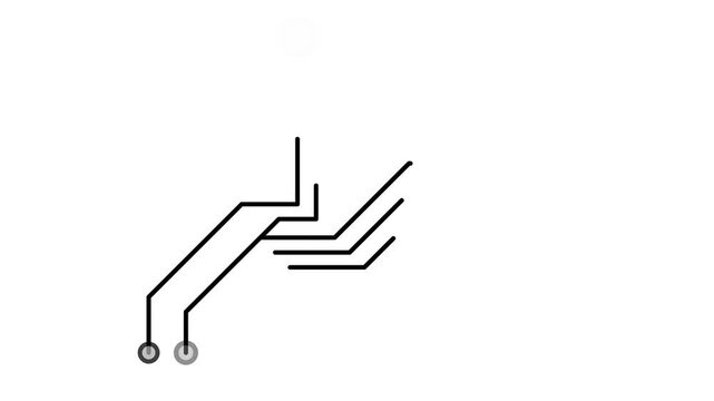 Drawing simple circuit board traces step by step illustration.