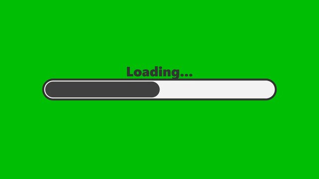 Animated loading bar with green screen background for video editing.