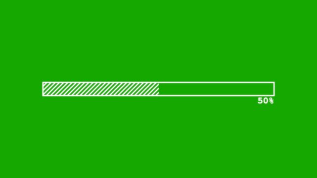 Animated Loading Bar with Percentage Indicator on Green Screen.