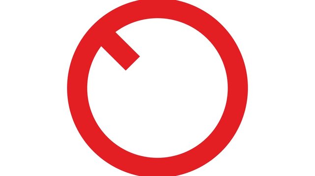 Red circle symbols and loading animation transitions on white background.