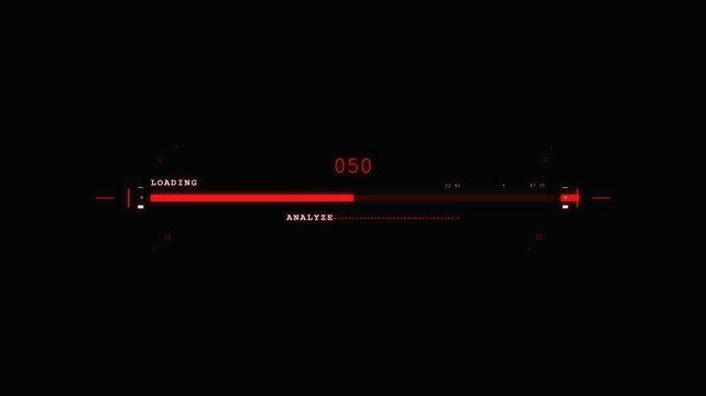 Digital UI Bar Loading and Filling up with Bright Red Glow Animation.